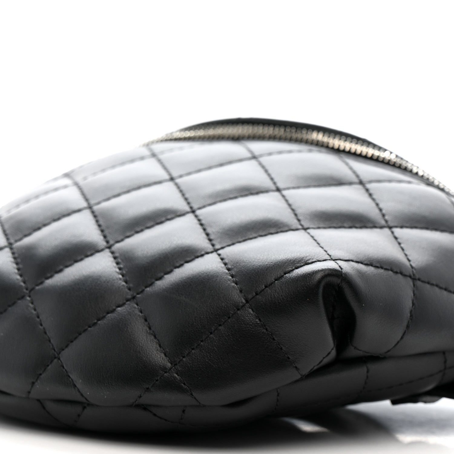 Lambskin Quilted Waist Belt Bag Black