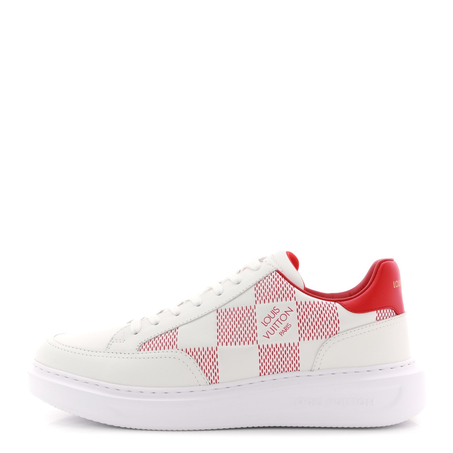 Damier Calfskin Mens Beverly Hills Sneakers 8 White Rouge