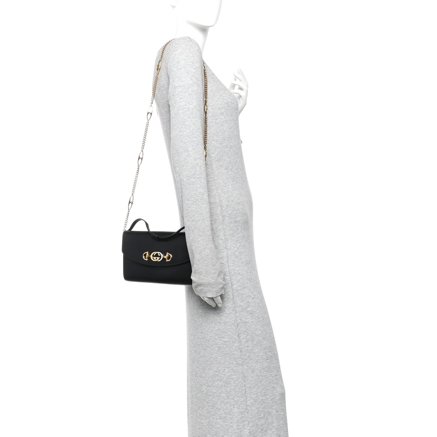 Smooth Calfskin Small Zumi Top Handle Shoulder Bag Black