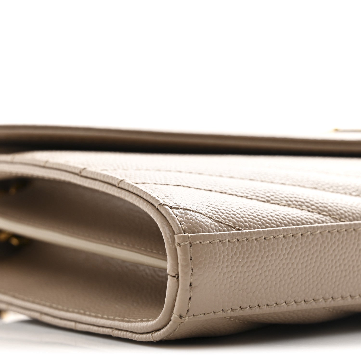 Grain De Poudre Matelasse Chevron Monogram Chain Wallet Dark Beige