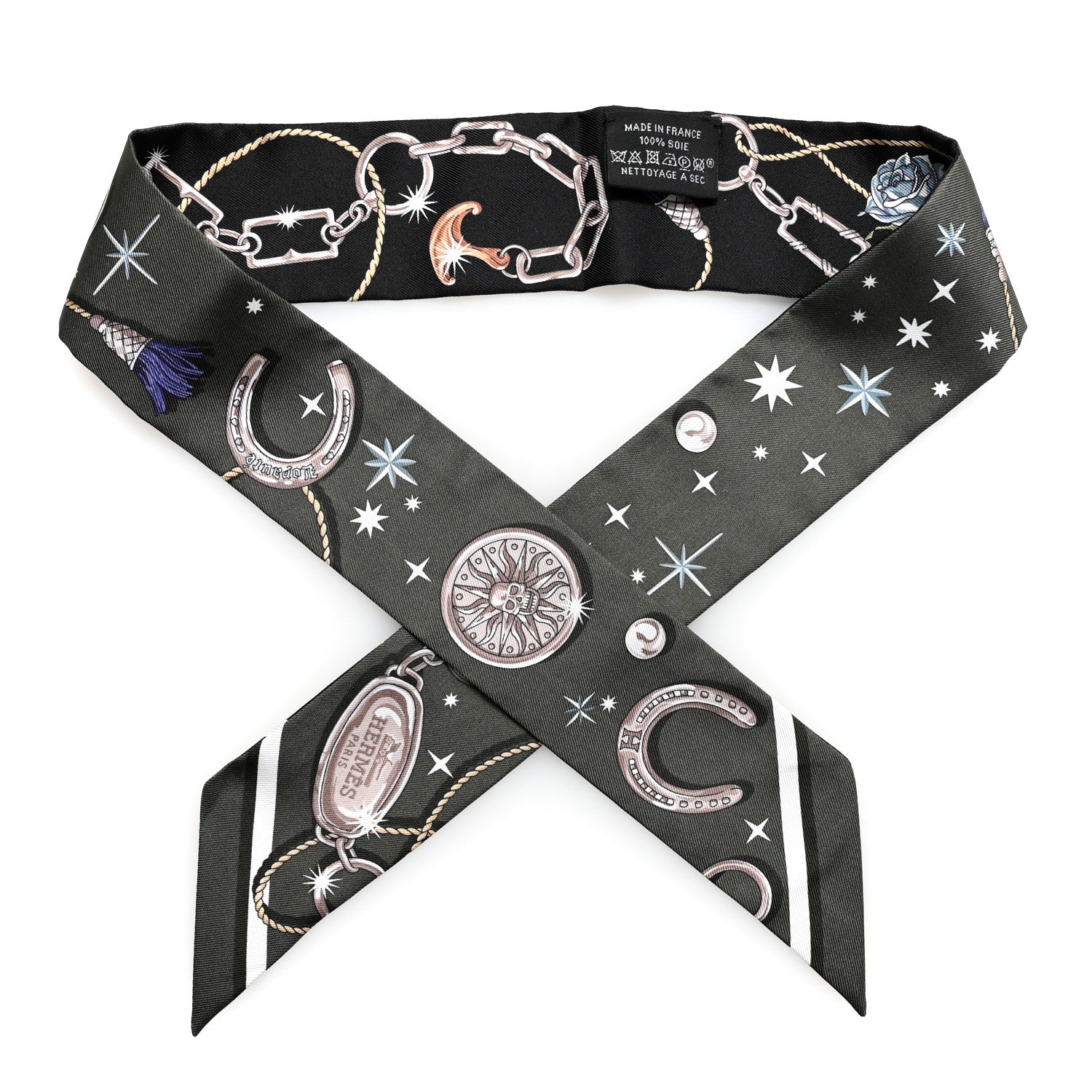 Silk C'est la Fete Twilly Kaki Fonce White Black