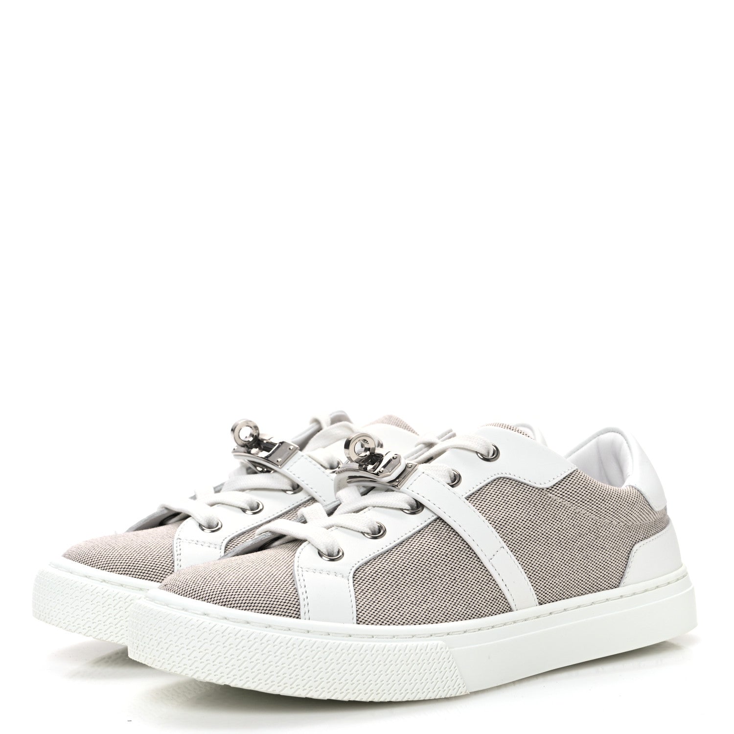 Calfskin Canvas Day Sneakers 36 Prunoir White