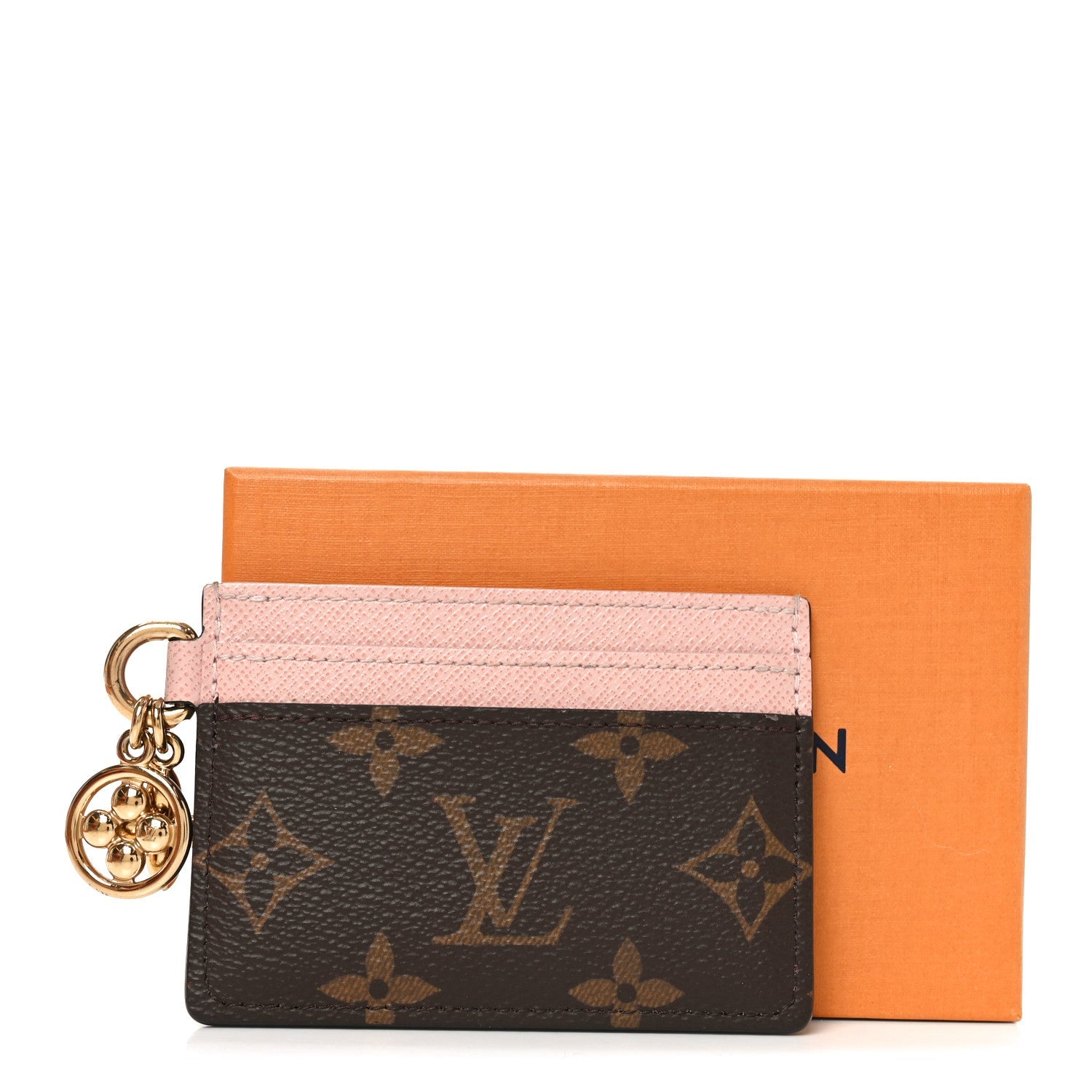 Monogram LV Charms Card Holder Rose Ballerine