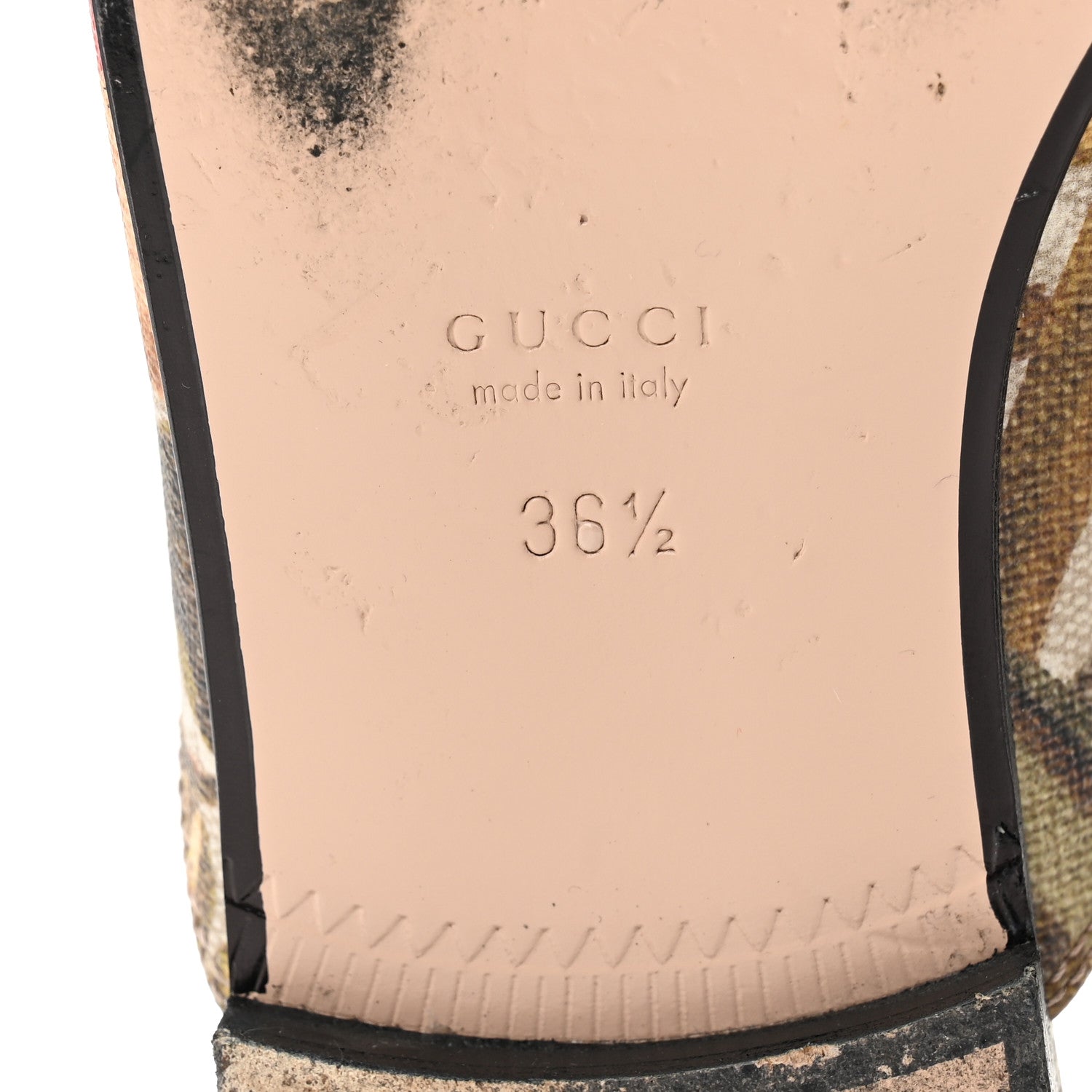 GG Supreme Monogram Malaga Kid Water Flora Womens Princetown Slippers 36.5 Beige White Multicolor Mystic White