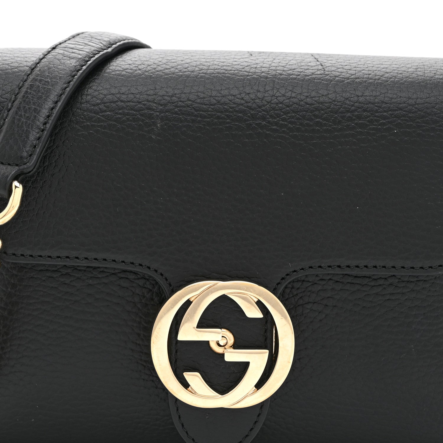Dollar Calfskin Interlocking G Crossbody Bag Black
