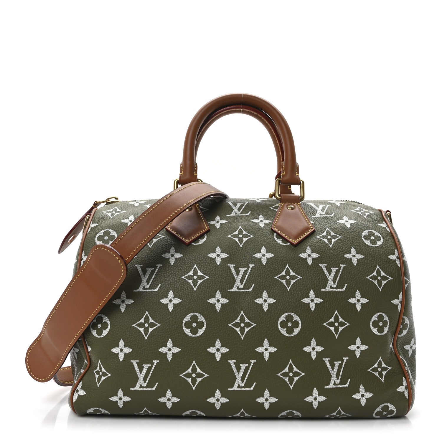 Calfskin Monogram Speedy P9 Bandouliere 30 Green Sancha