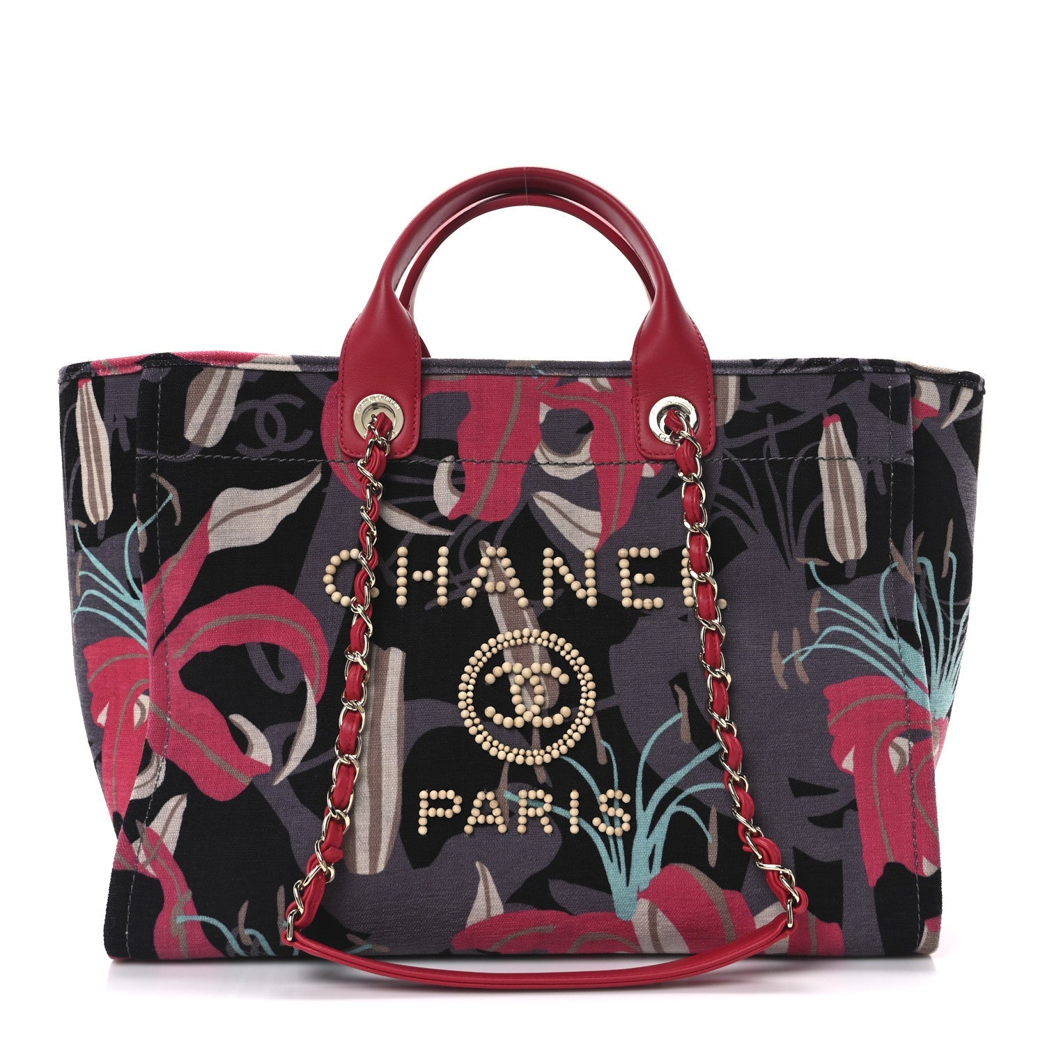 Velvet Calfskin Medium Deauville Tote Pink Multicolor