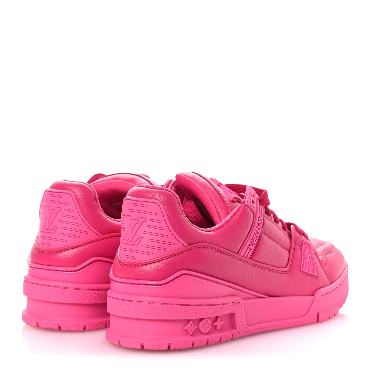 Calfskin Womens LV Trainer Sneakers 37 Hot Pink