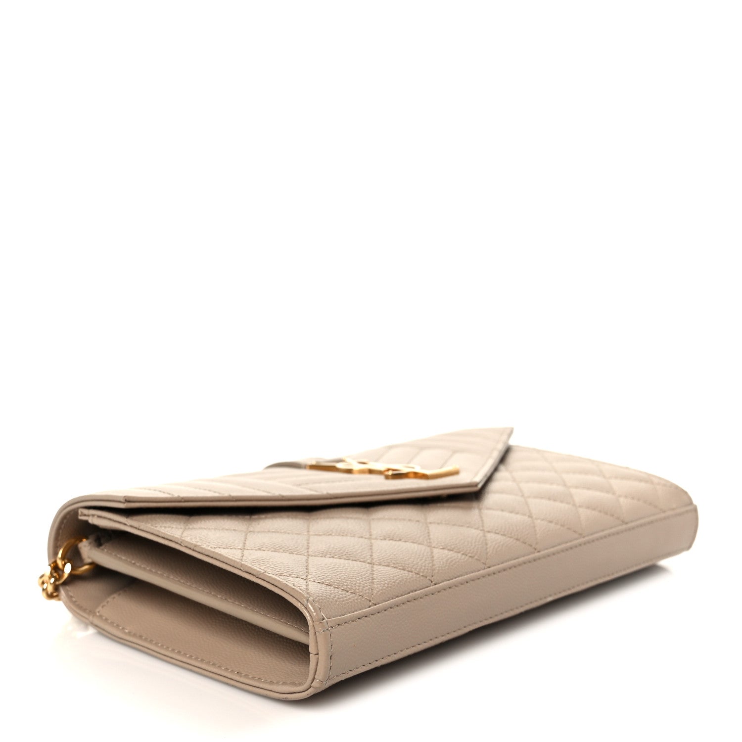 Grain De Poudre Mixed Matelasse Triquilt Monogram Chain Wallet Dark Beige