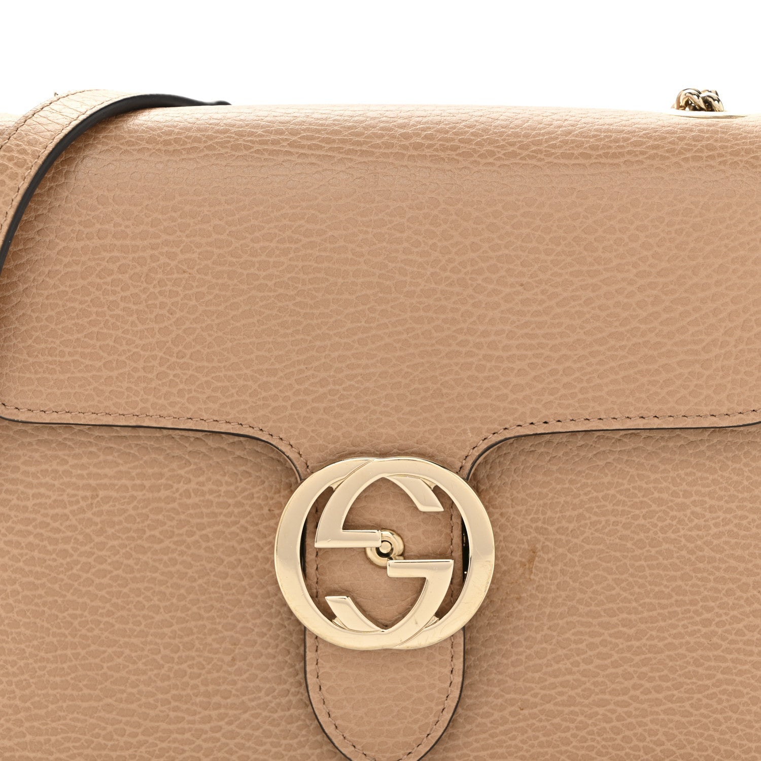 Dollar Calfskin Small Interlocking G Shoulder Bag Camelia