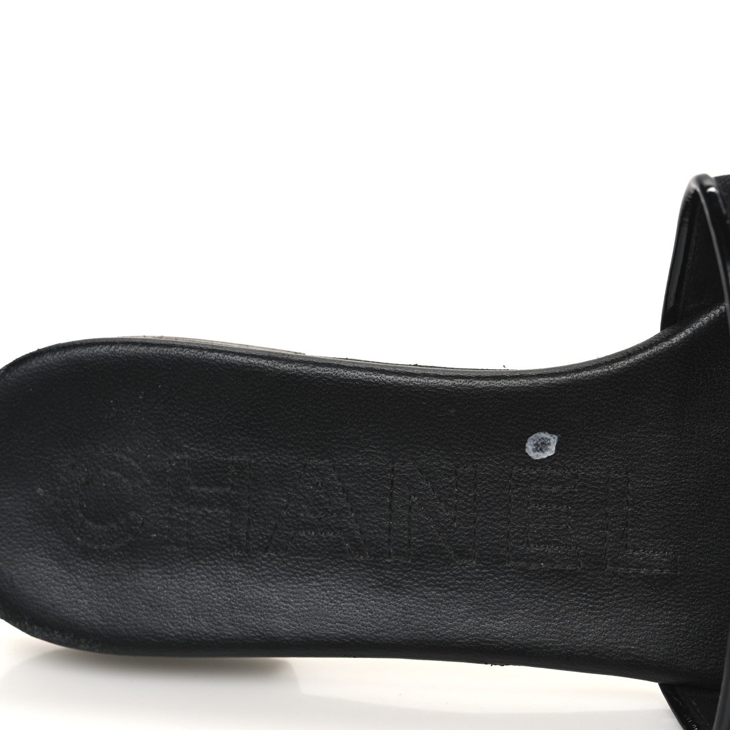 Mesh Patent Calfskin CC Mules 36.5 Black