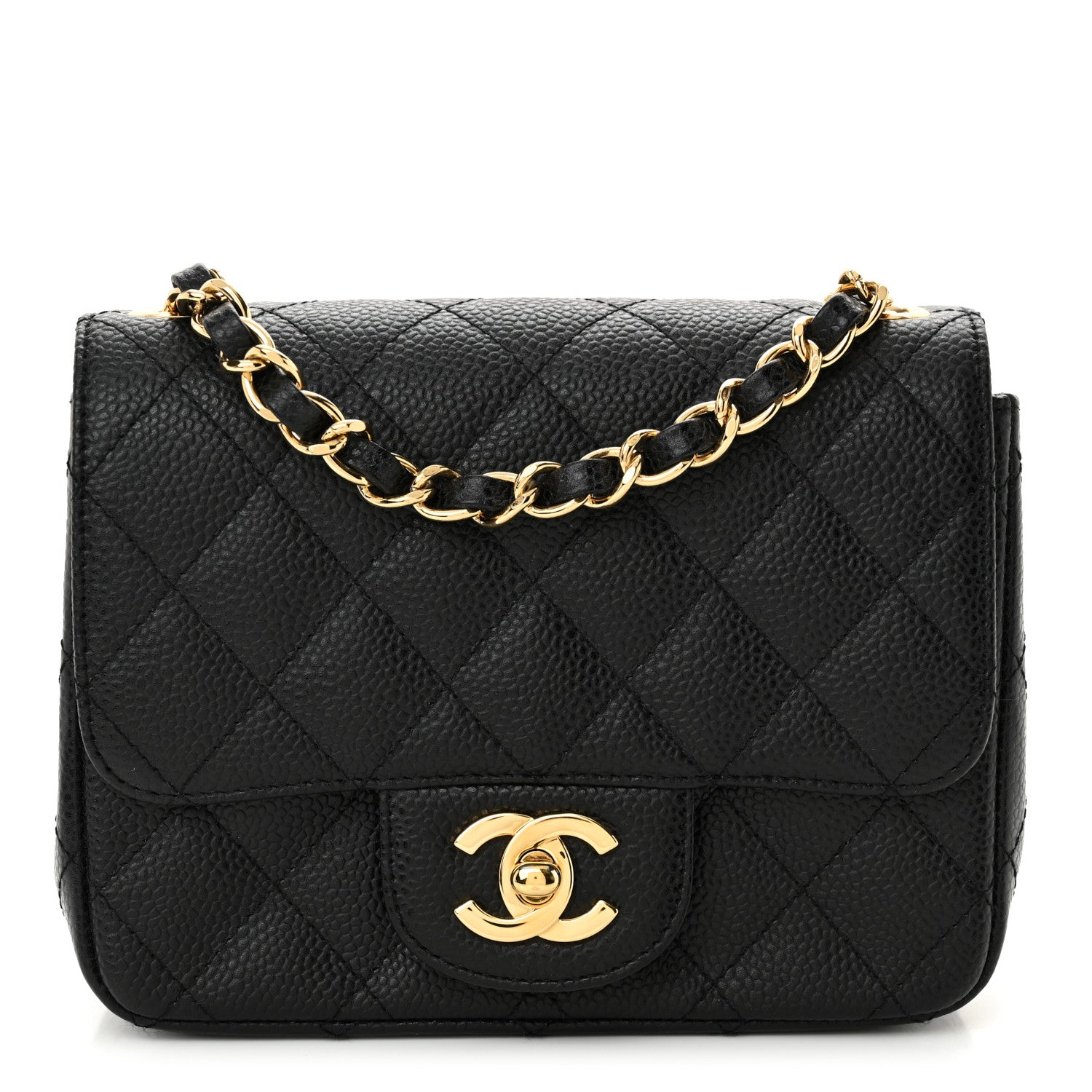 Caviar Quilted Mini Square Flap Black