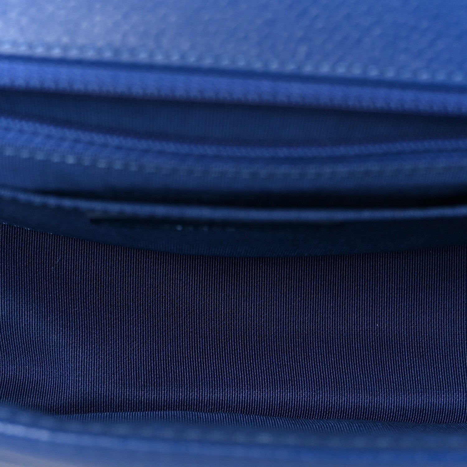 Caviar Chevron Quilted Single Flap Blue