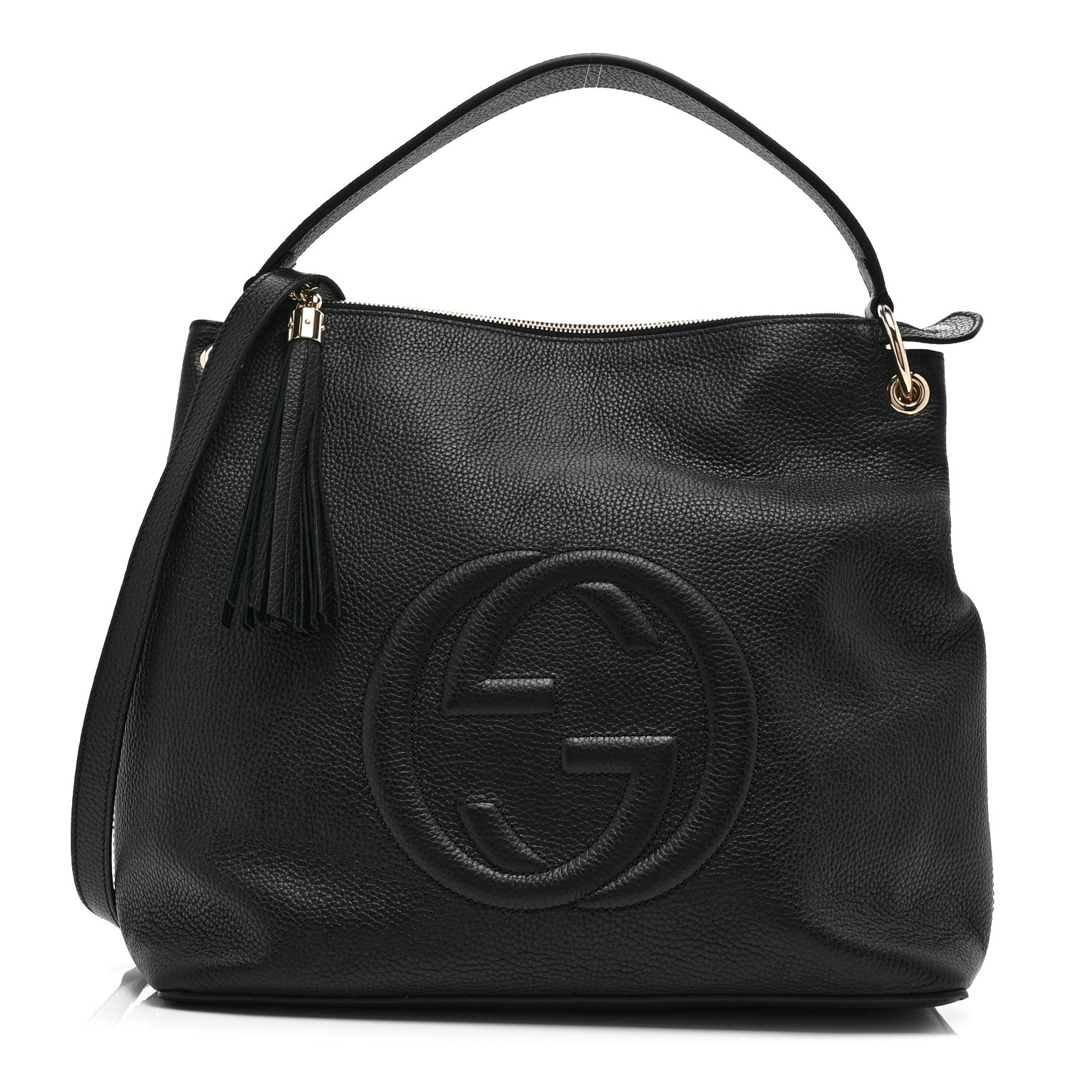 Pebbled Calfskin Large Soho Hobo Black