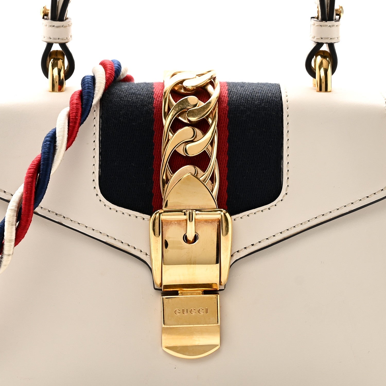 Calfskin Mini Sylvie Top Handle Bag White