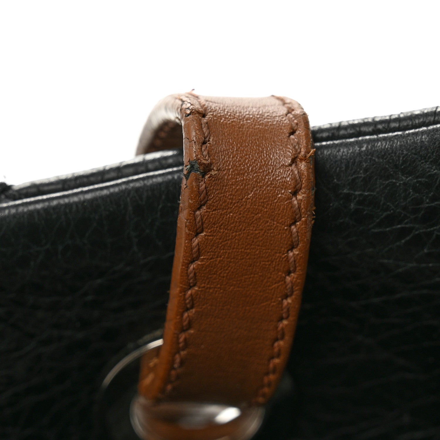 Glazed Calfskin On the Road Zip Tote Black
