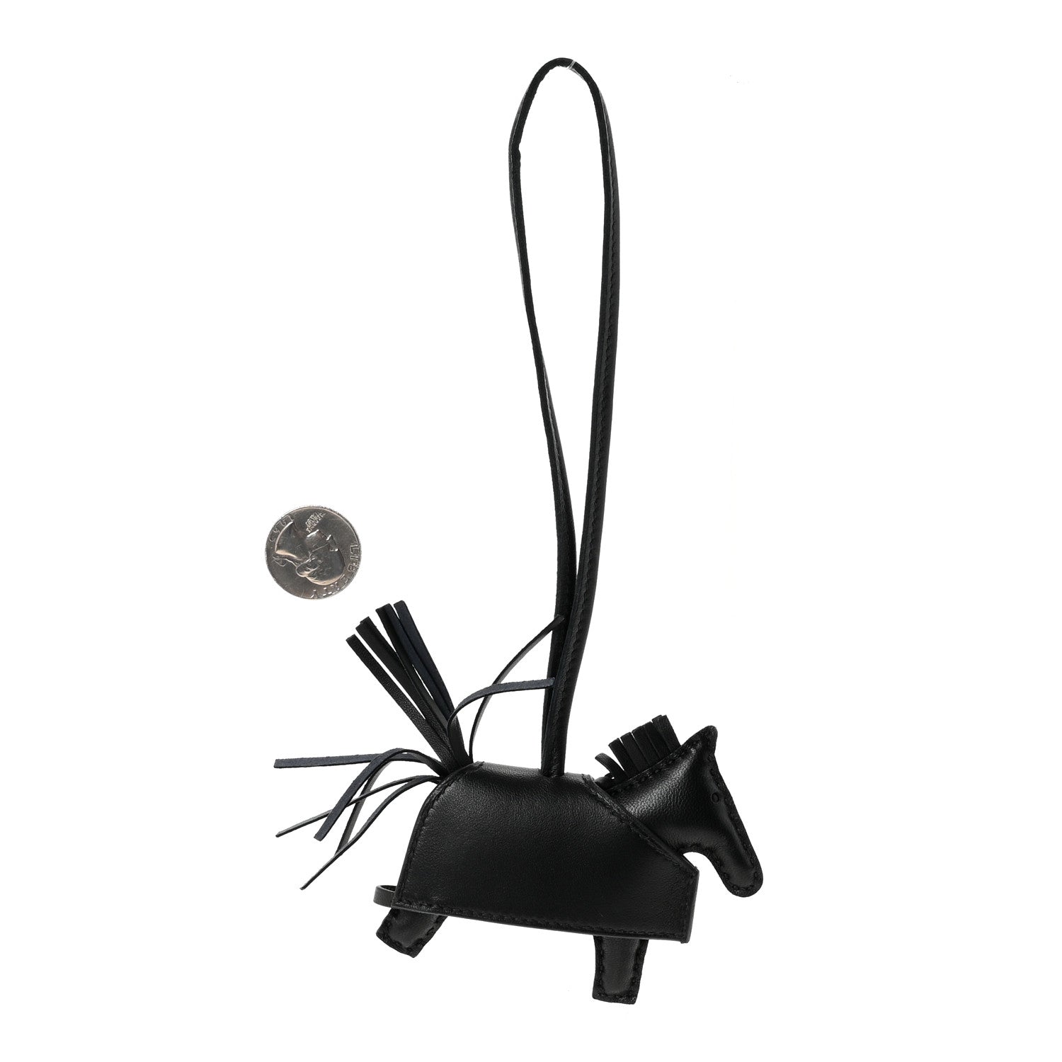Milo Lambskin Studded Grigri Rodeo Robeo Rock Horse Bag Charm PM Black
