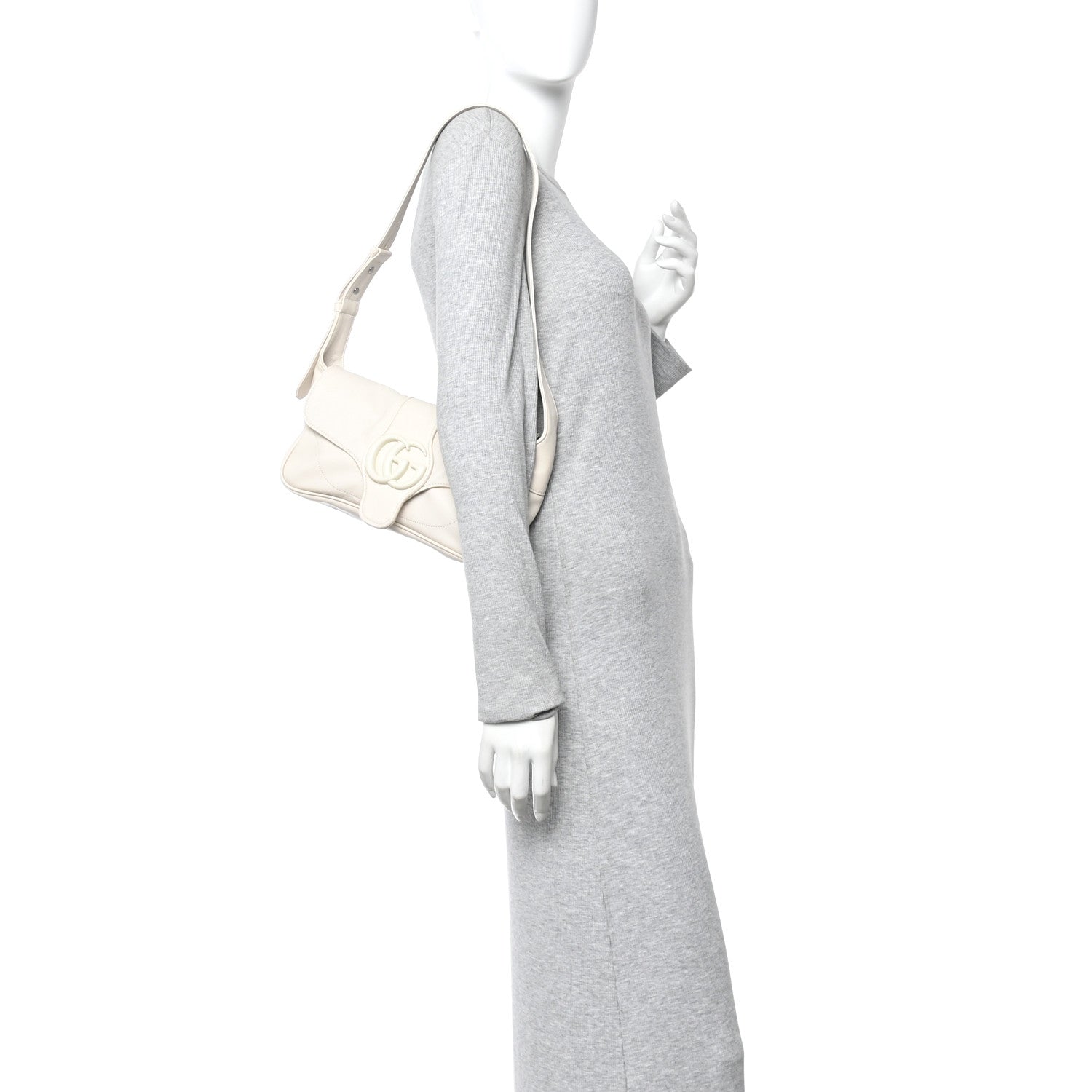 Goatskin Small GG Monochrome Aphrodite Shoulder Bag Mystic White
