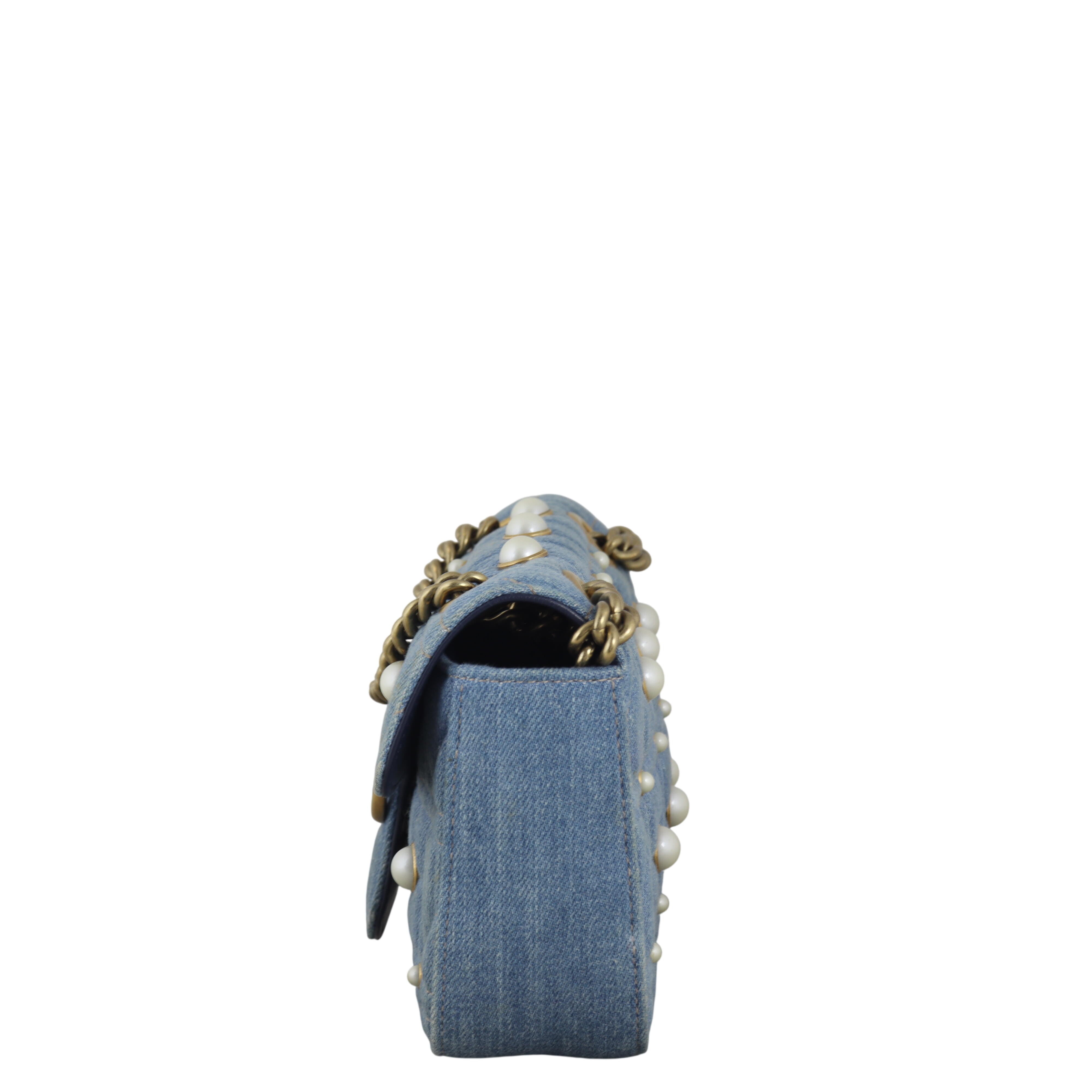Gucci GG Marmont Matelasse Small Shoulder Bag Pearl Studded