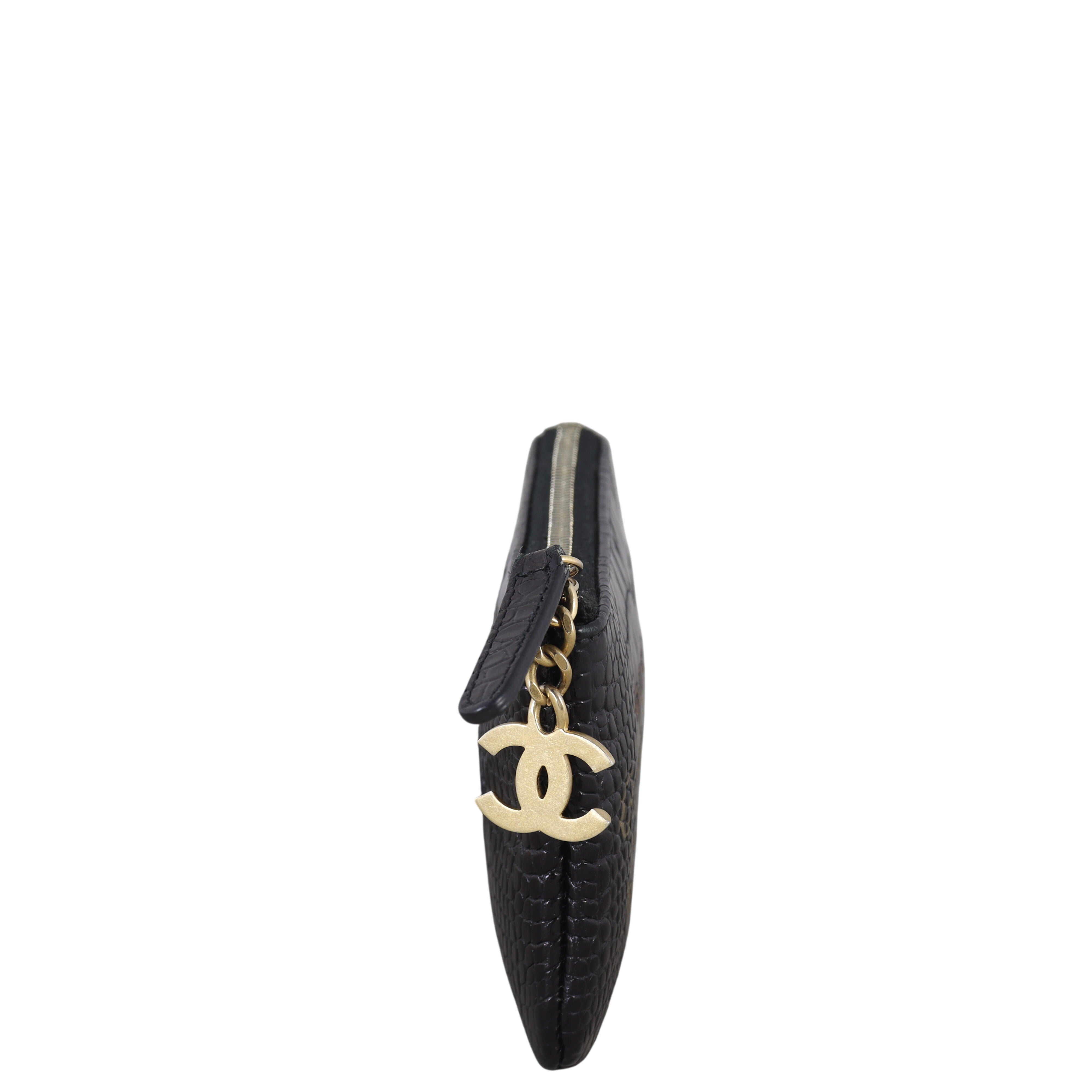 Chanel Gabrielle Zip Pouch Croc Embossed
