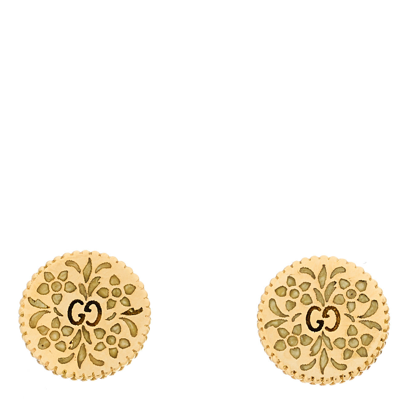 18K Yellow Gold Enamel Icon Blooms Earrings