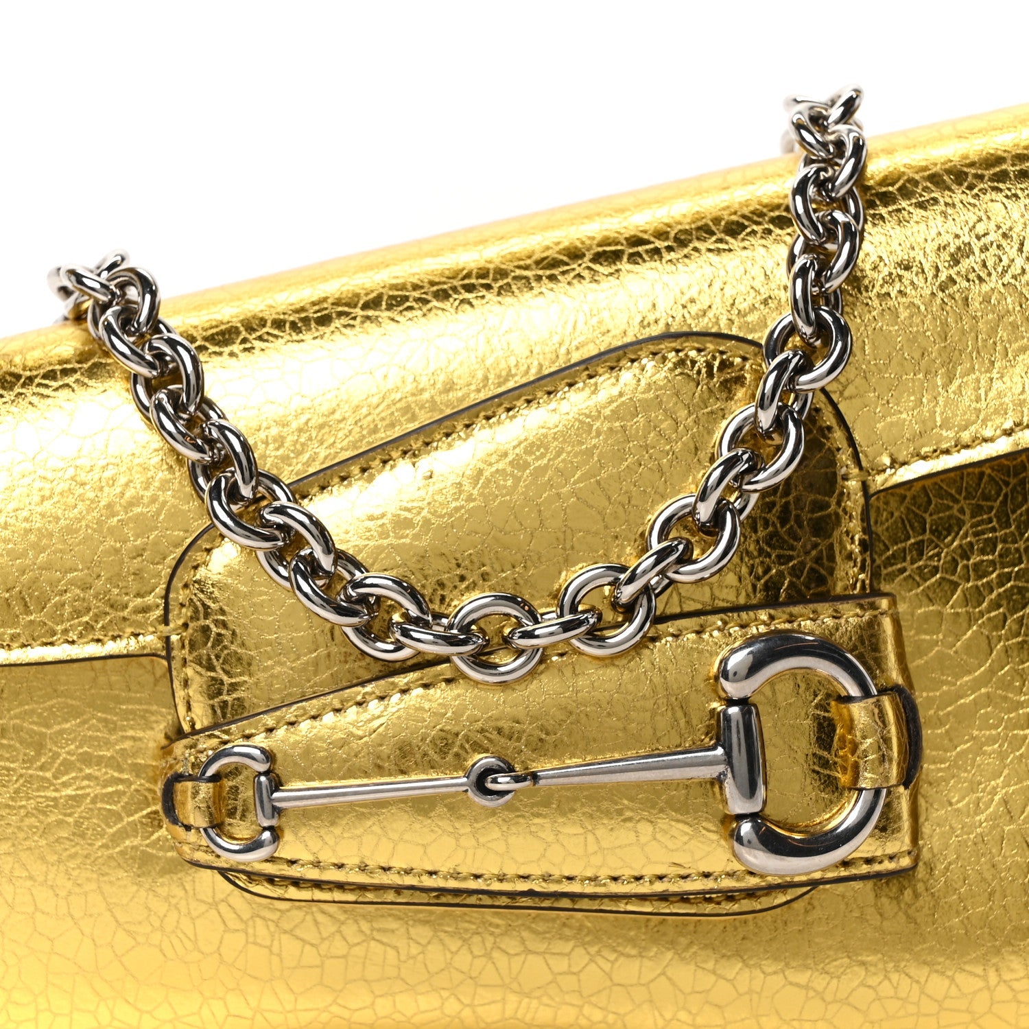 Metallic Calfskin Mini Horsebit 1955 Asymmetric Shoulder Bag Gold