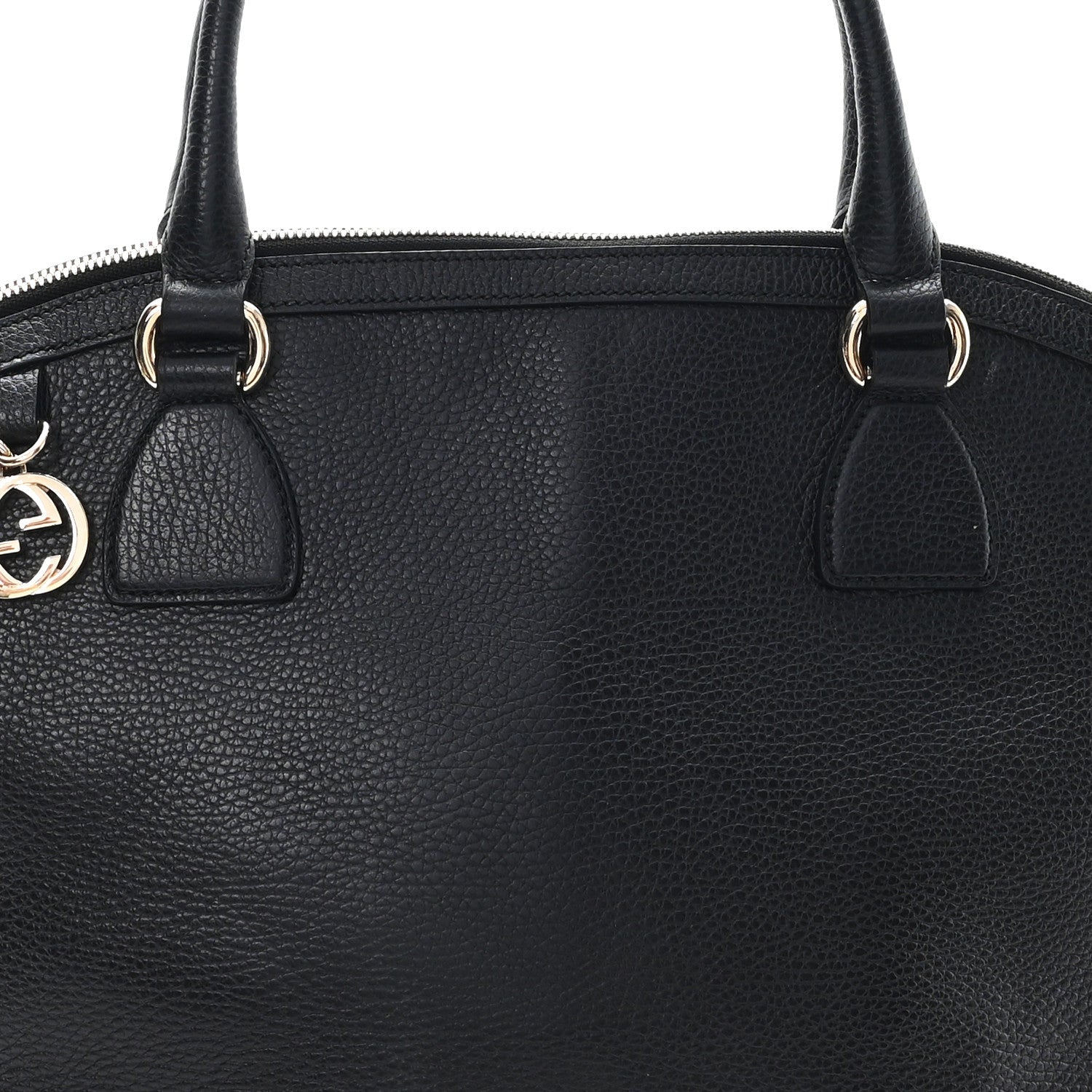 Dollar Calfskin GG Charm Dome Satchel Black