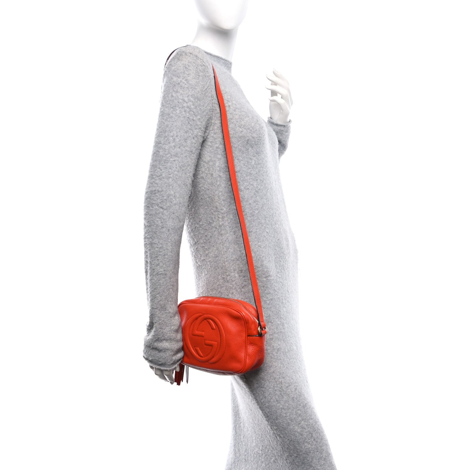 Pebbled Calfskin Small Soho Disco Bag Sun Orange