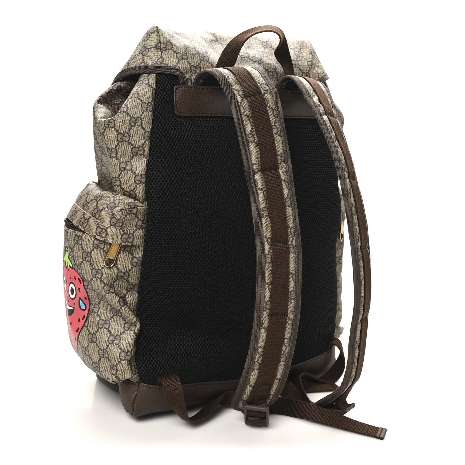 X Pablo DelCielo GG Supreme Monogram Web Cat Print Skateboard Backpack Brown
