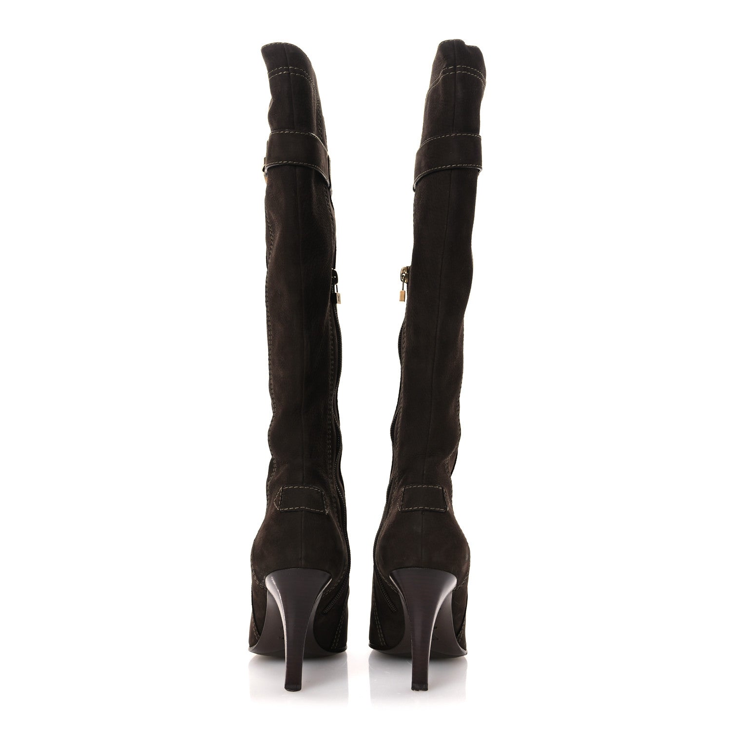 Suede High Boots 40 Brown