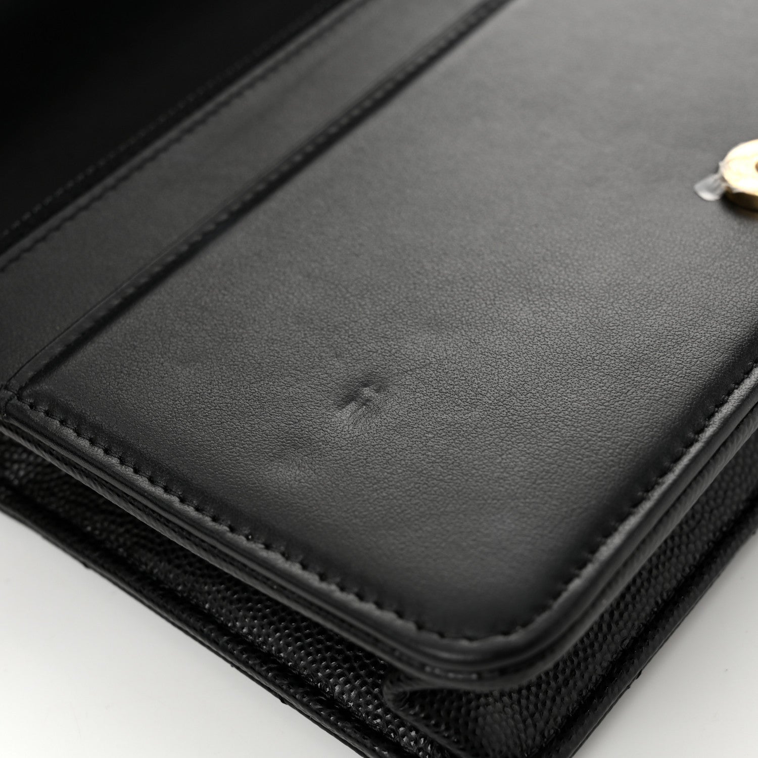 Caviar Quilted Pocket Clutch With Chain WOC Black