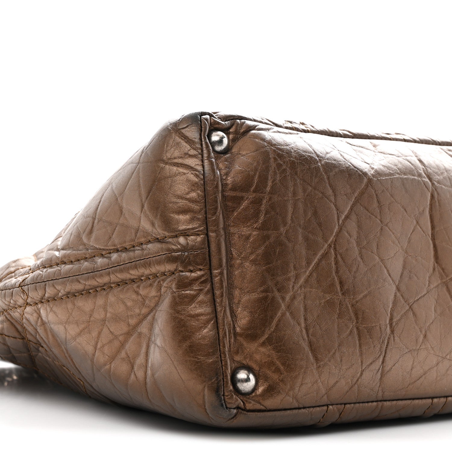 Metallic Aged Calfskin Small Shopping In Moscow Tote Bronze