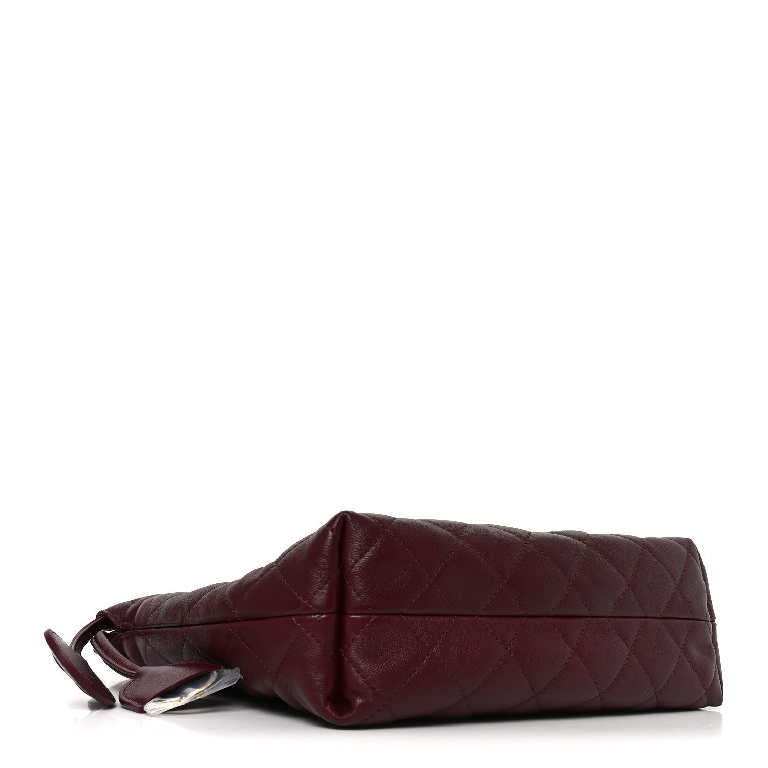 Shiny Calfskin Quilted Clutch With Strap Dark Burgundy