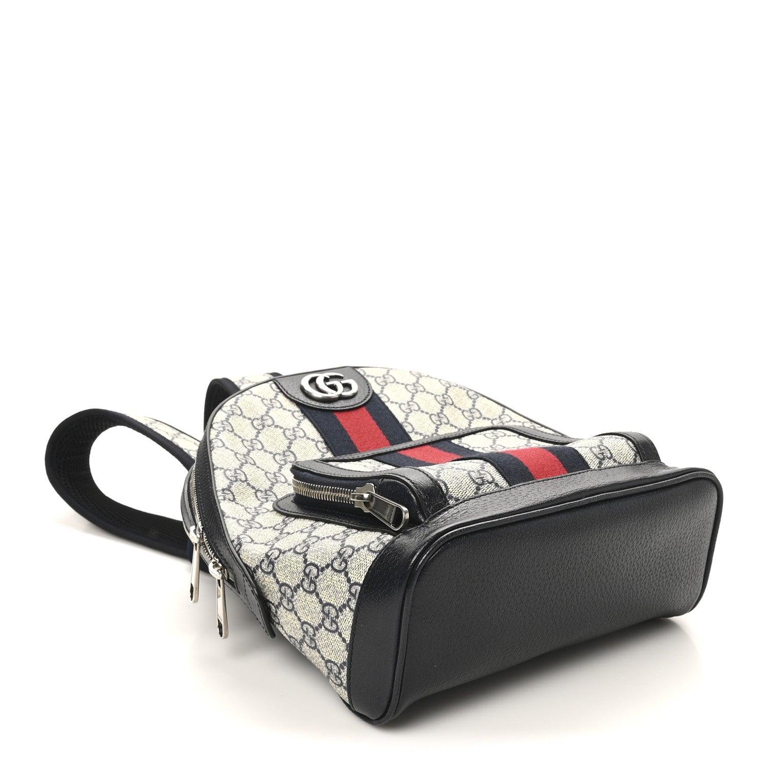 GG Supreme Monogram Textured Dollar Calfskin Web Small Ophidia Day Backpack Beige Blue Black