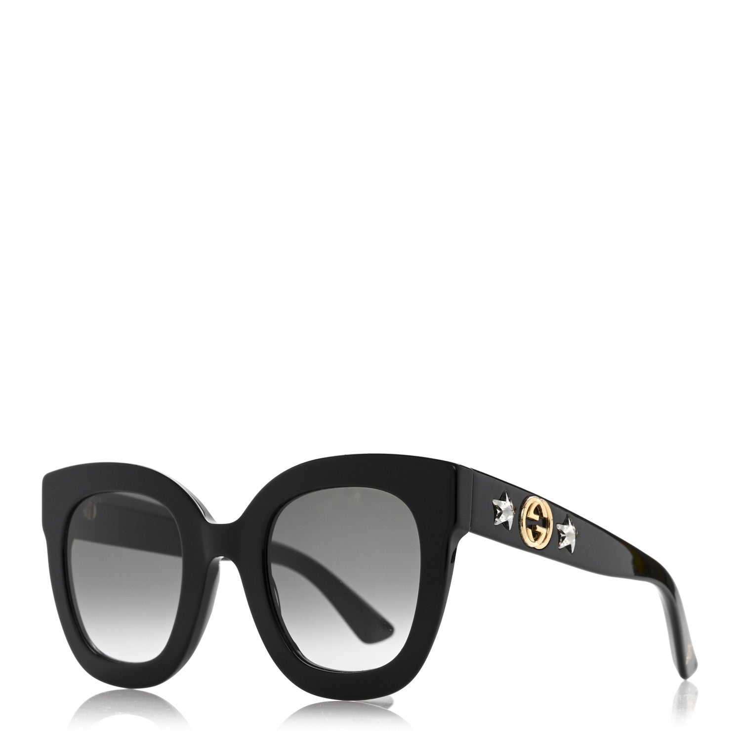 Acetate Crystal Star Round Frame Sunglasses GG0208S Black