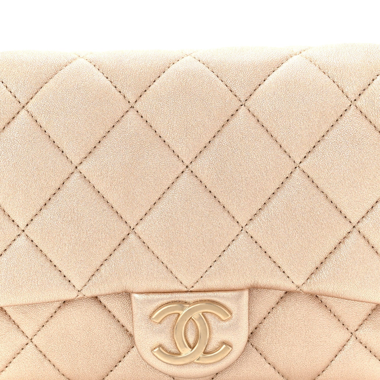 Metallic Lambskin Quilted Small CC Funky Town Chain Flap Gold
