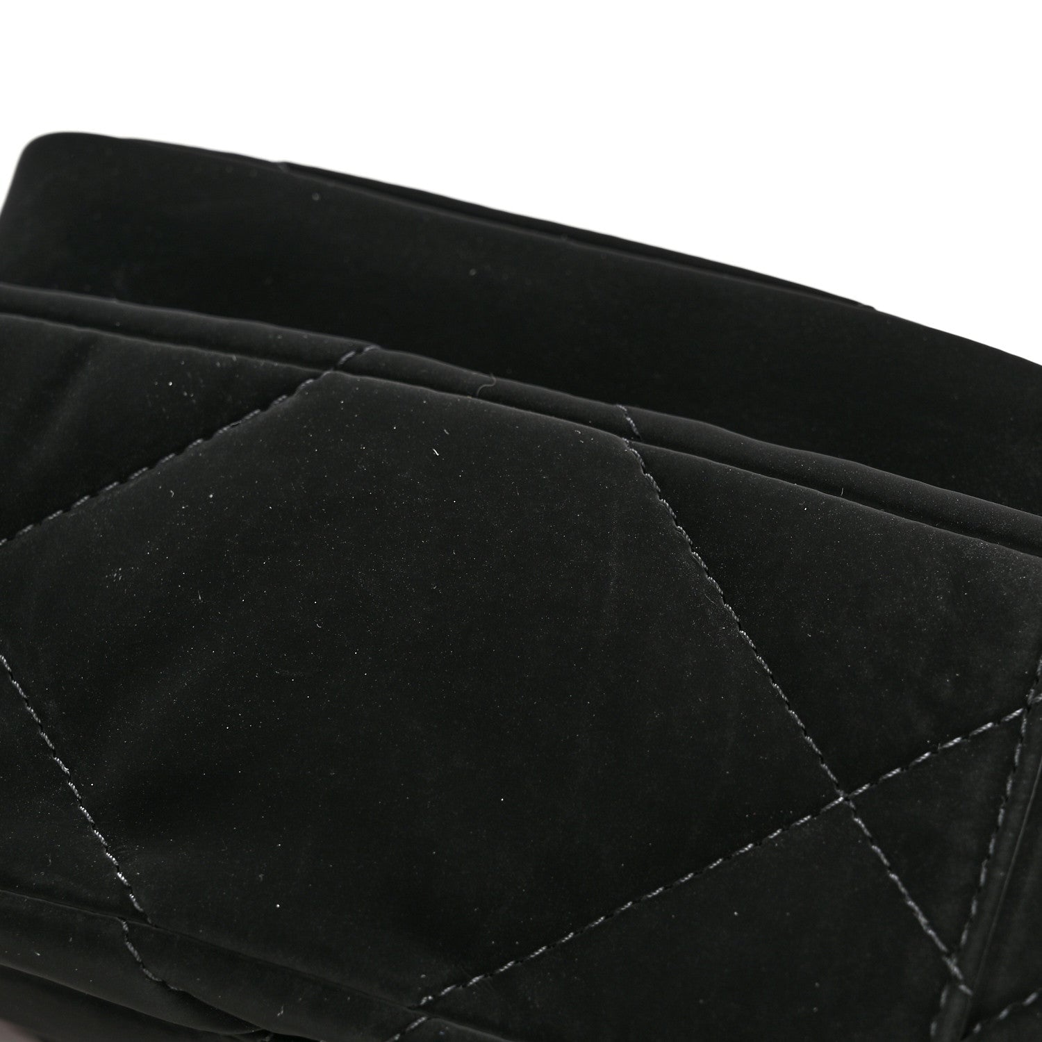 Velvet Effect Nylon Shiny Crumpled Calfskin Mini Quilted Chanel 25 Clutch With Chain Black