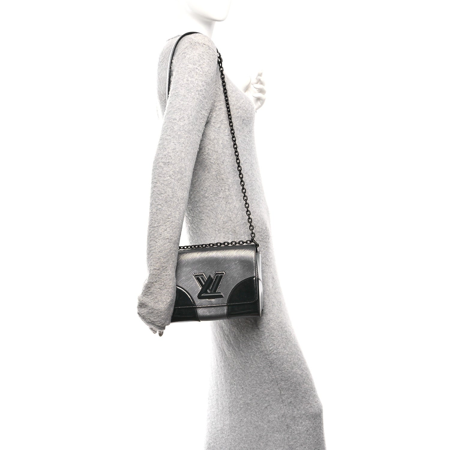 Epi Patent Twist Shoulder Bag MM Anthracite Nacre