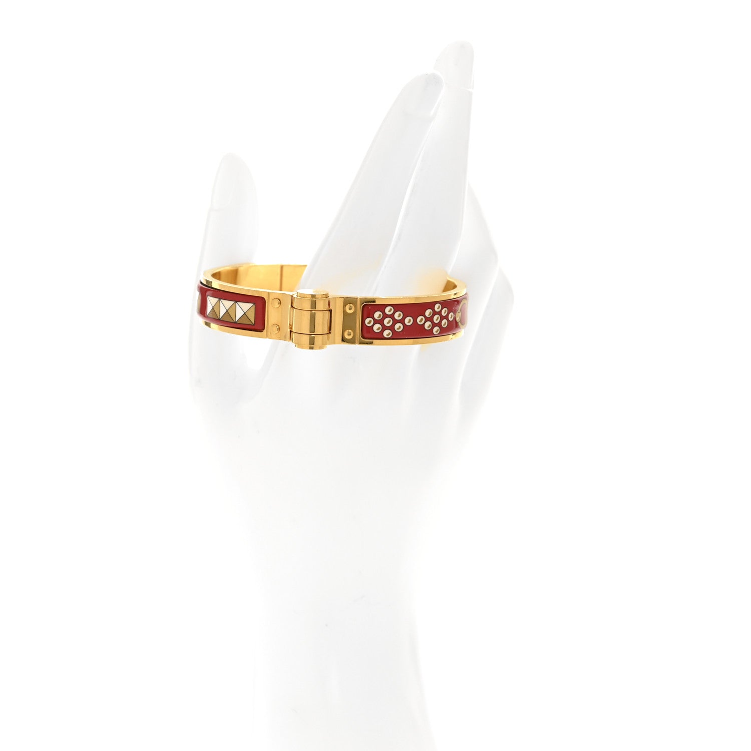 Enamel Printed Narrow Colliers De Chiens Hinged Bracelet M La Vie En Rouge