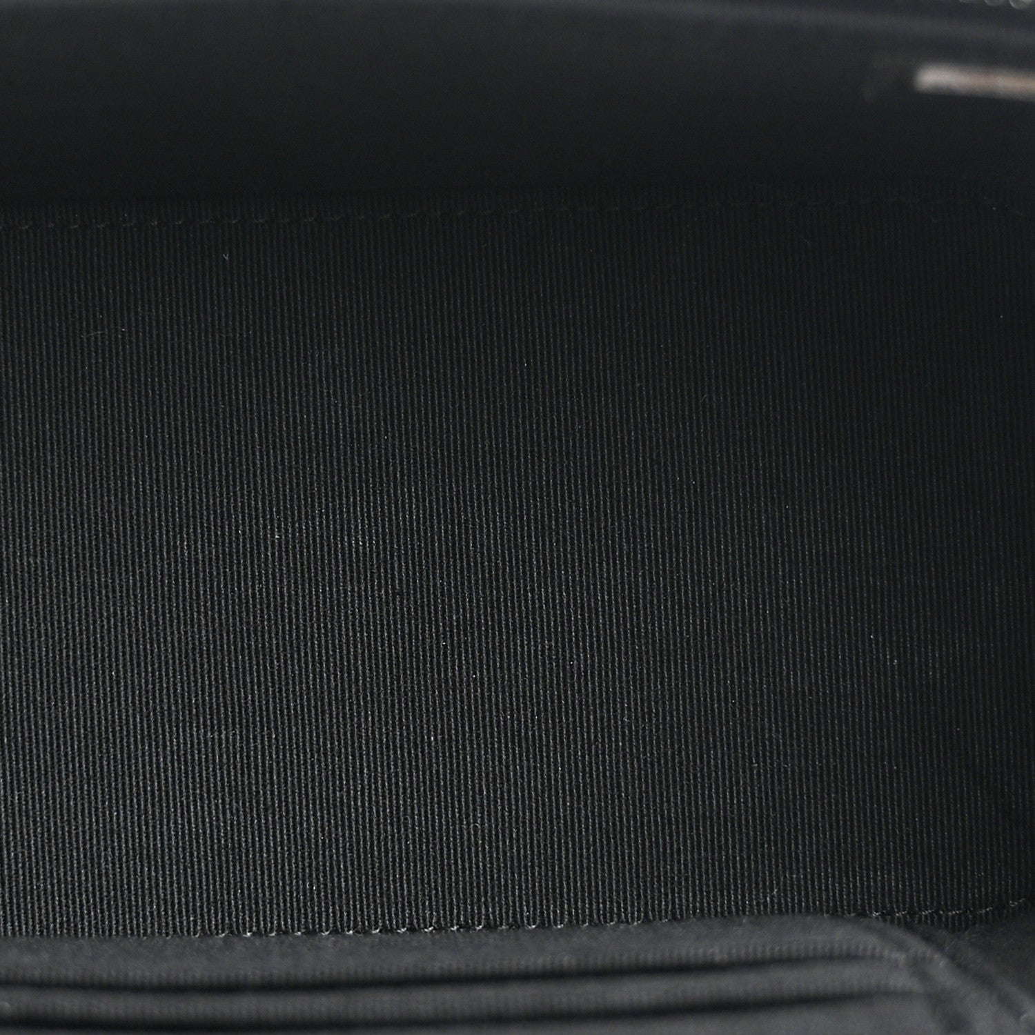 Velvet Quilted Small Vanity Case With Chain Black