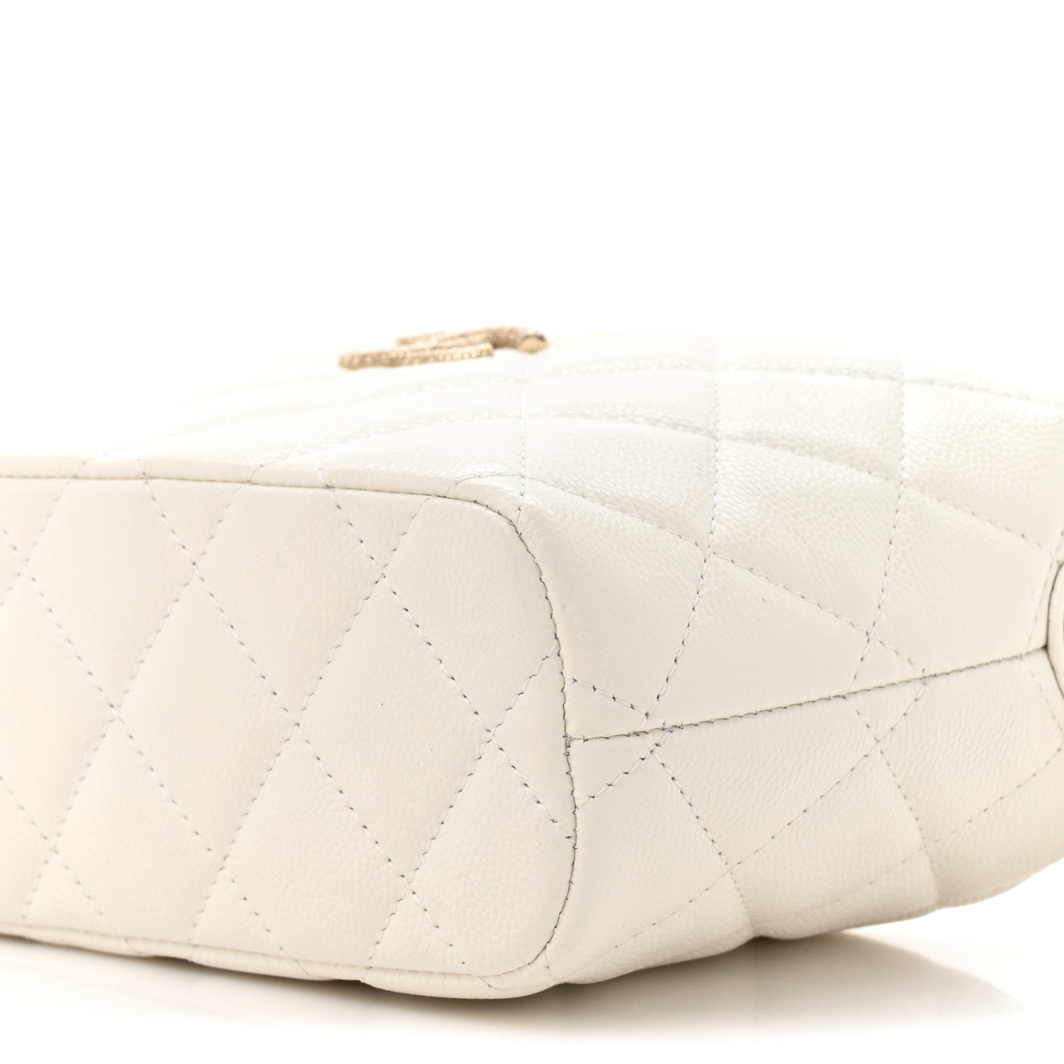 Caviar Quilted Hobo Clutch With Chain White