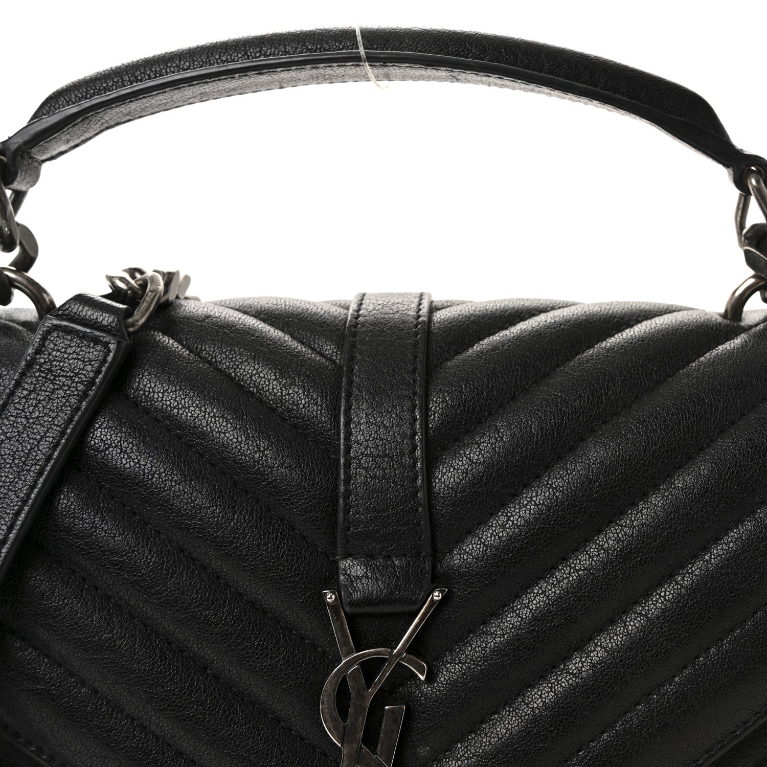 Sheepskin Matelasse Chevron Monogram Medium College Bag Black