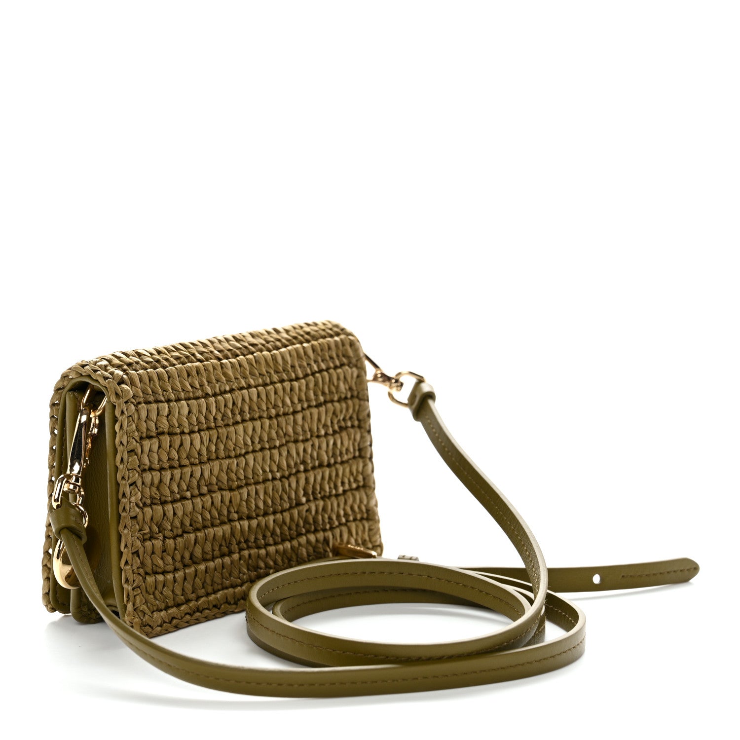 Raffia Effect Crochet Metal Triangle Logo Card Holder Oliva