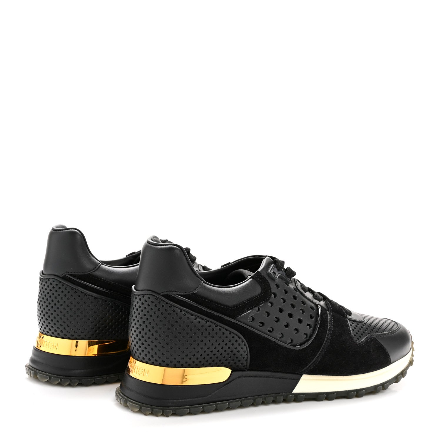 Nubuck Calfskin Perforated Run Away Sneakers 37 Black