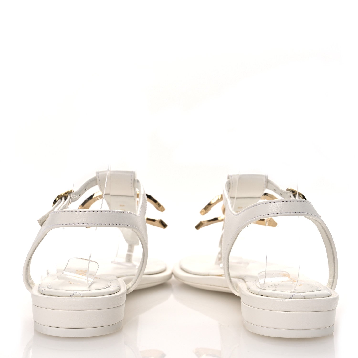 Lambskin CC Thong Sandals 36 White