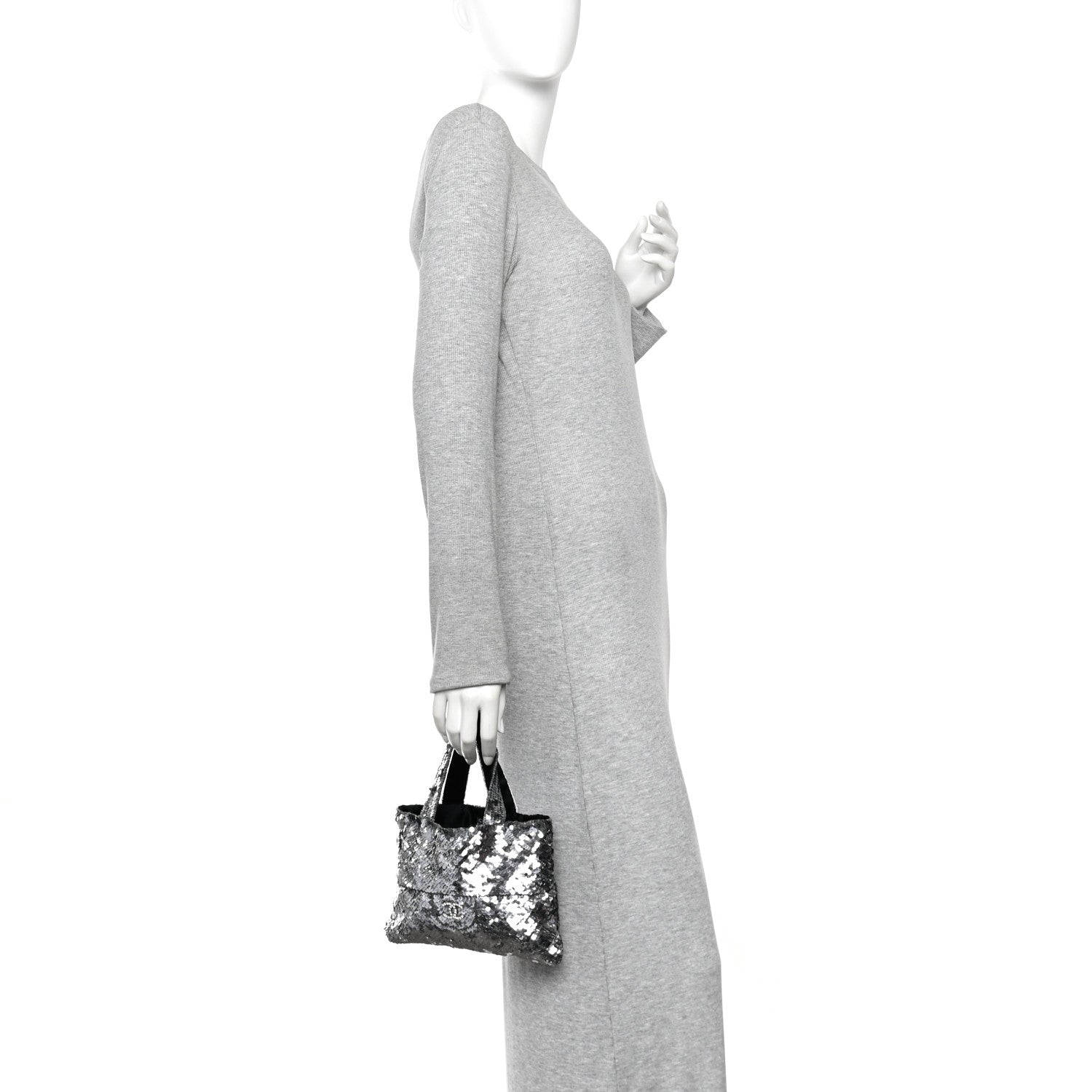 Satin Sequin Mini Tote Blue