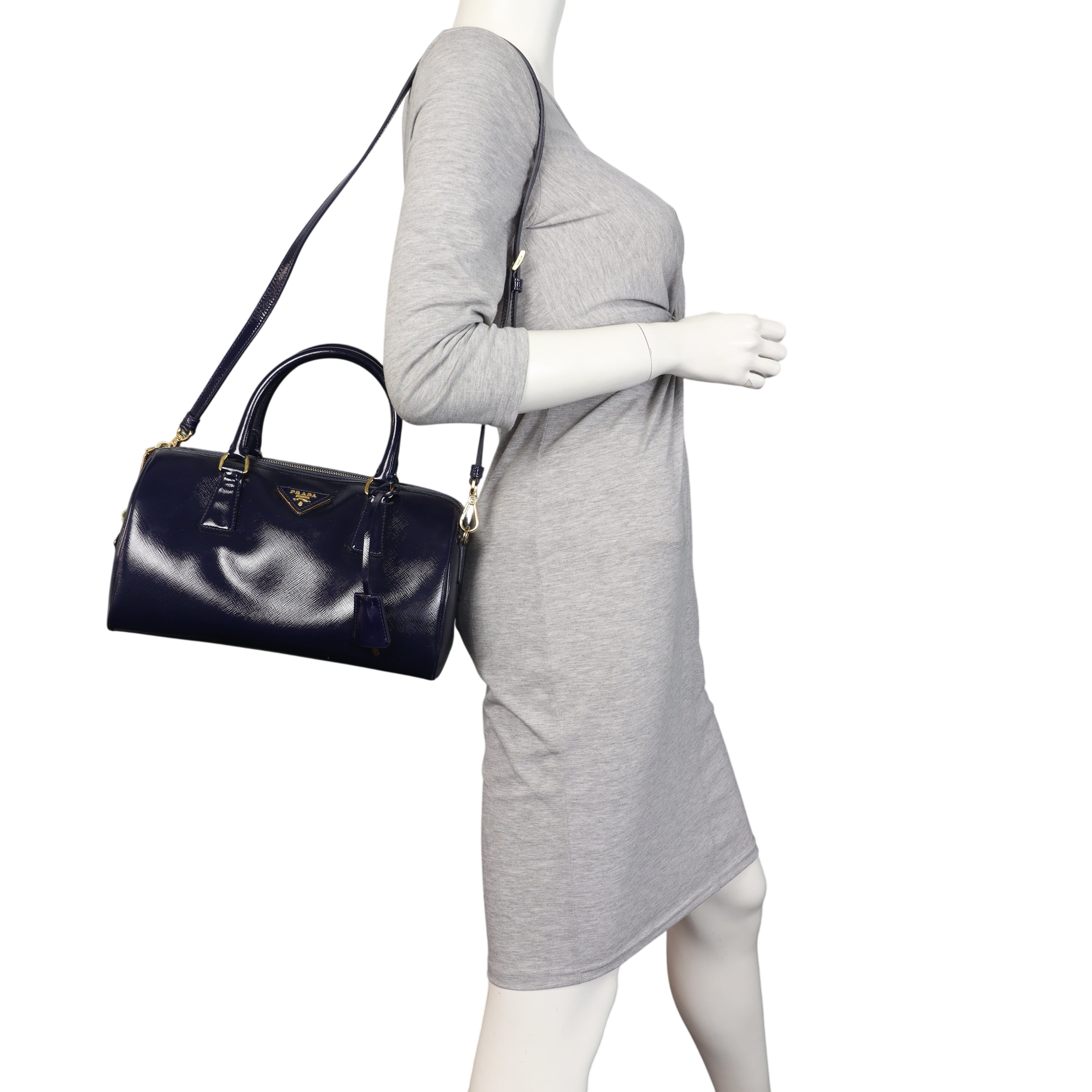 Prada Saffiano Vernice Bauletto Bag