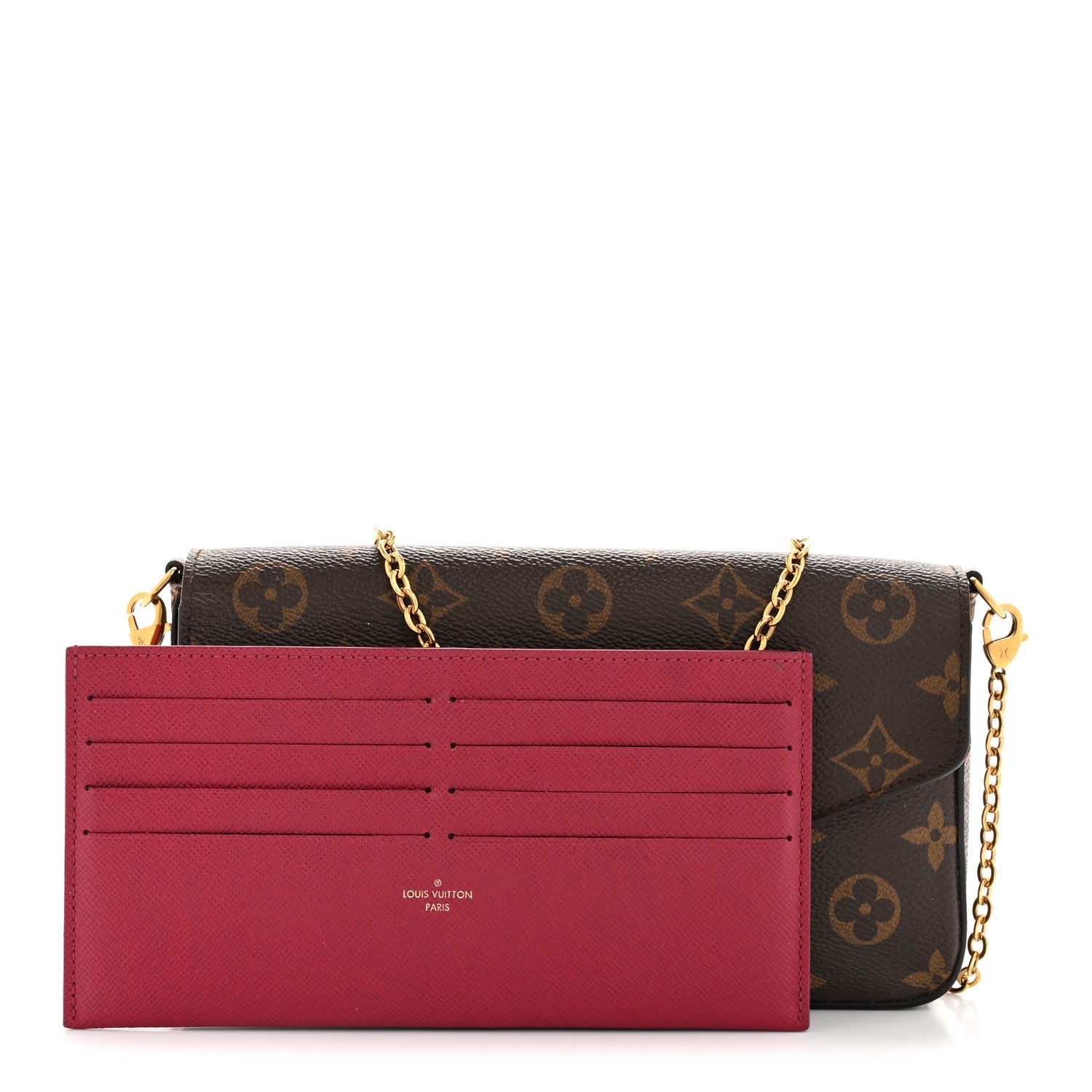 Monogram Pochette Felicie Chain Wallet Fuchsia