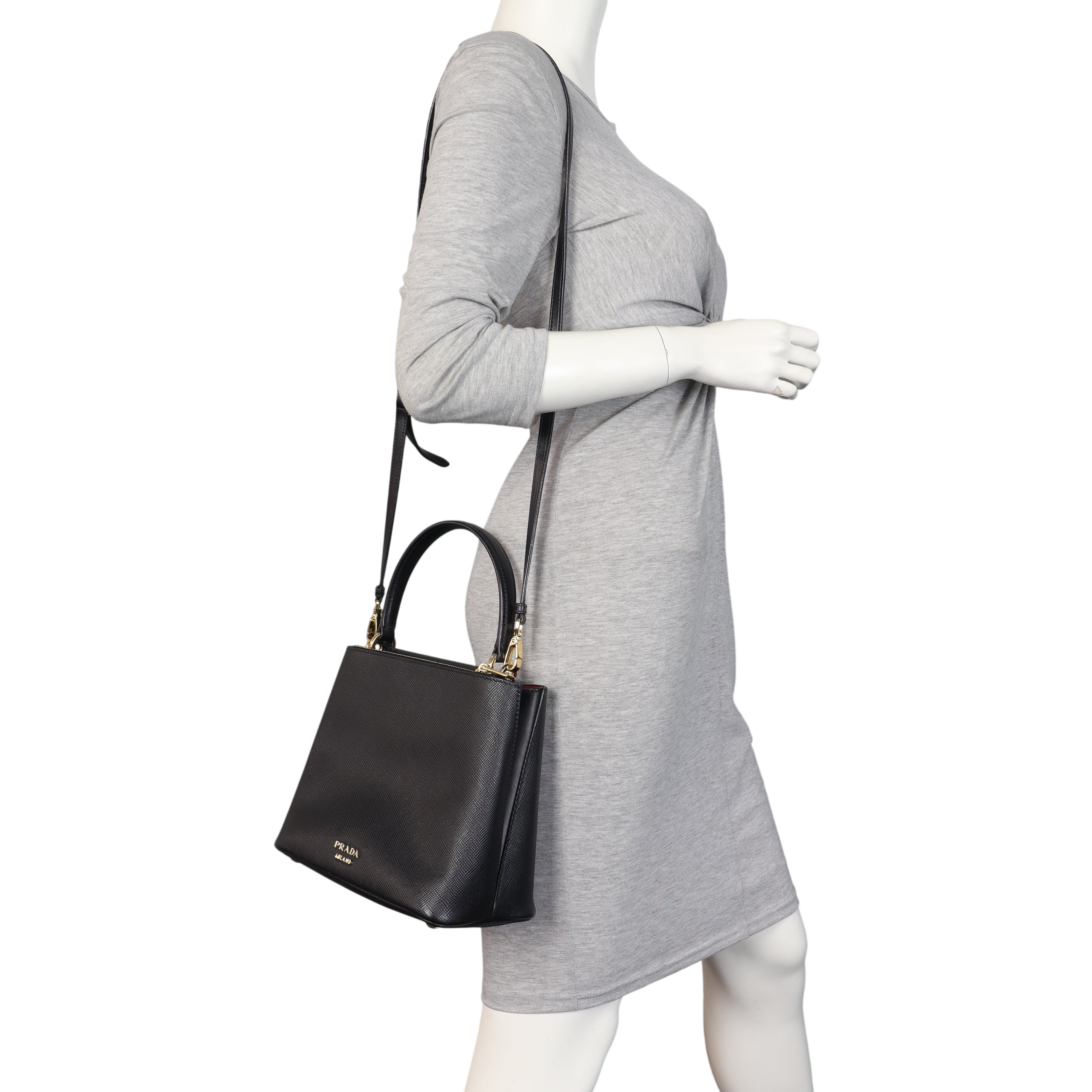 Prada Saffiano Cuir Ingrid Top Handle Bag
