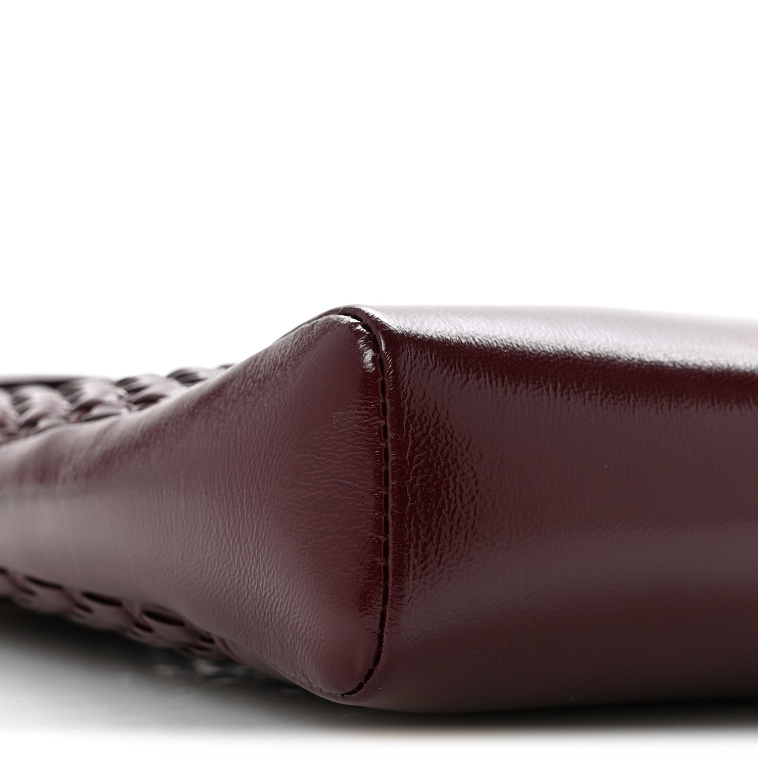 Shiny Lambskin Patent Calfskin Quilted Mini 31 Shopping Bag Dark Burgundy